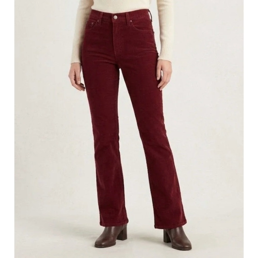 Levis 725 High Rise Bootcut Corduroy Pants Dark Red Maroon Size 26 / 2